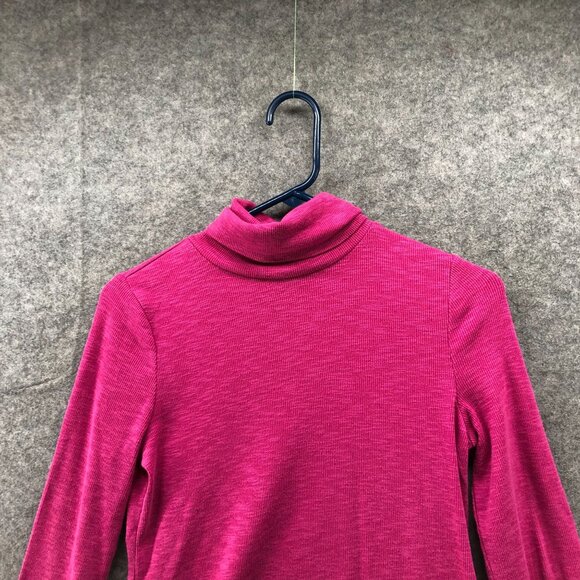 Gap Essential Rib Turtleneck T Shirt Womens S Pink Long Sleeve Cotton Stretch - Picture 6 of 9